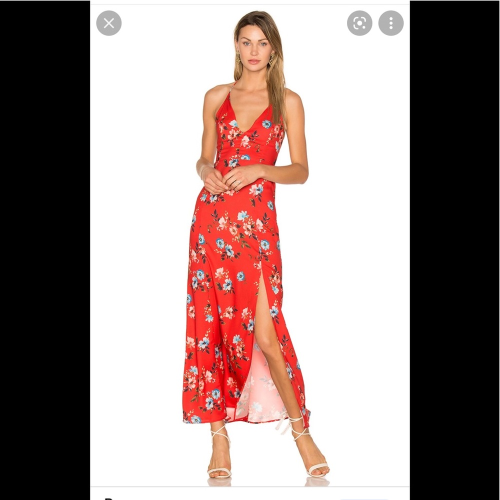 Two Arrows Loren in Sunrise, Red Floral Maxi Dress, M